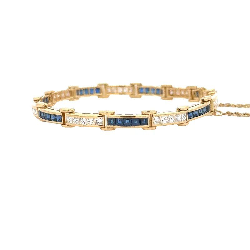 luxury diamond anniversary band Antique Diamond Sapphire Bracelet