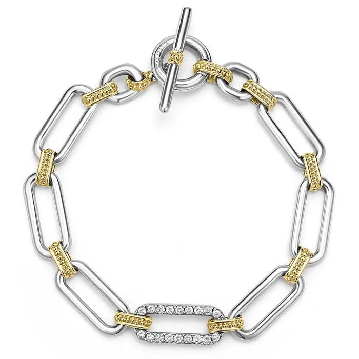 LAGOS Diamond Station Link Bracelet in 18K Yellow Gold and Sterling Silver