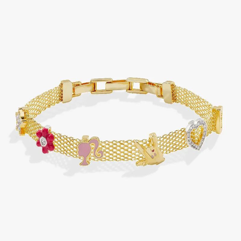 celestial sunburst ring gold Barbie™ Multicharm Mesh Chain Bracelet