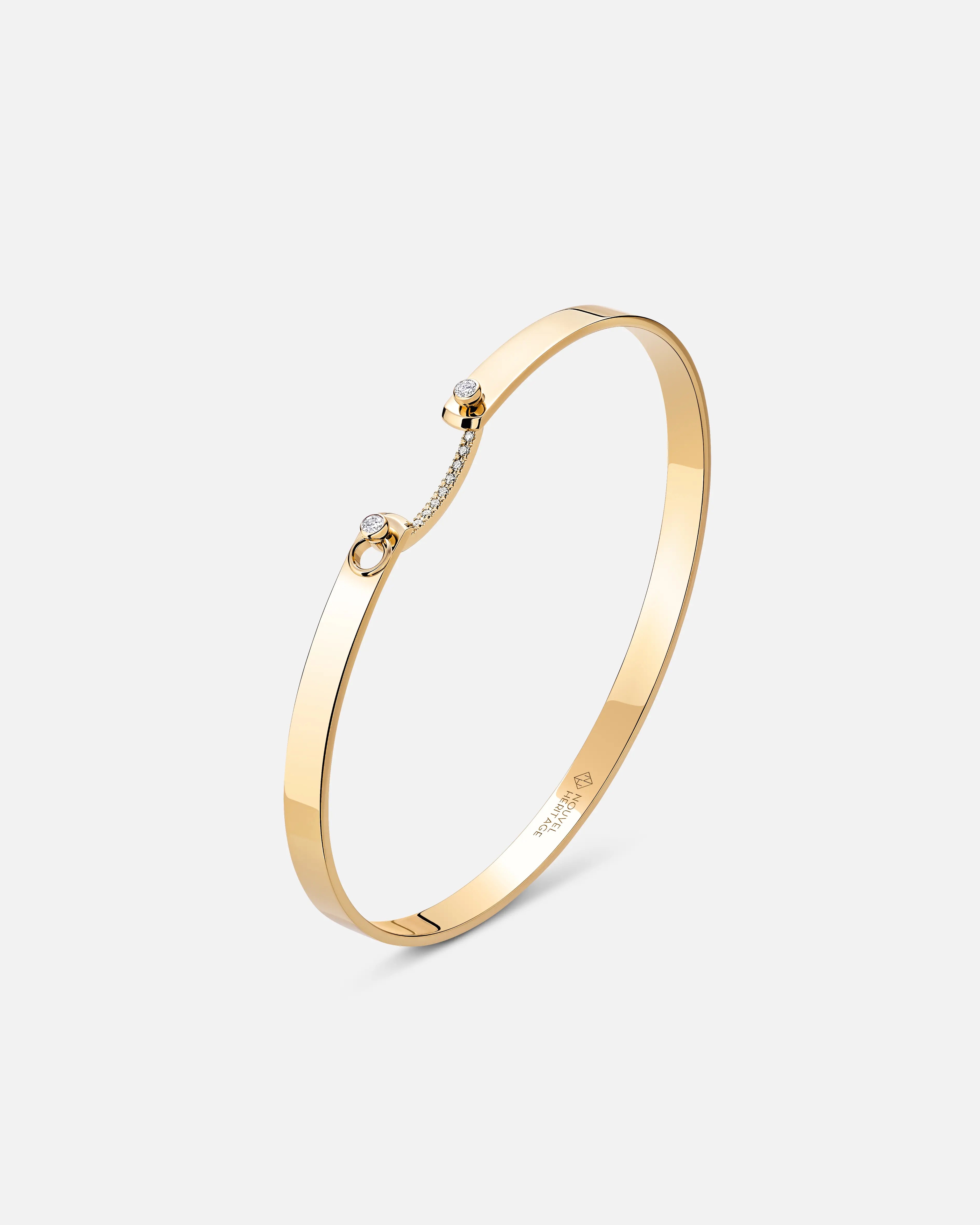 handcrafted opal inlay ring Business Meeting Mood Bangle in Yellow Gold