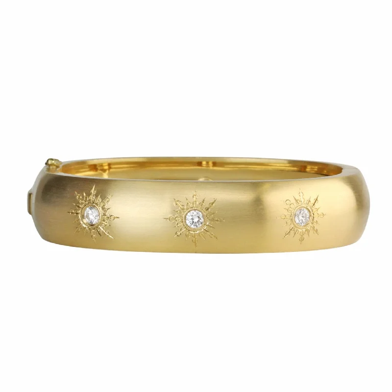 18K Gold "Bombe" Hinge Bracelet with Six "Sunburst" Diamonds