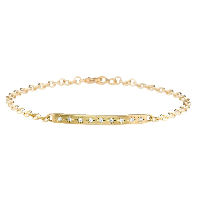 20K Gold Star-Set Diamond Bar Bracelet