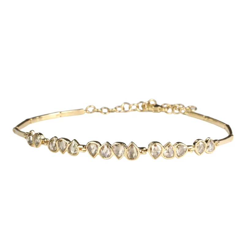 14K Gold "Articulated" Bracelet with Rosecut Grey Diamonds