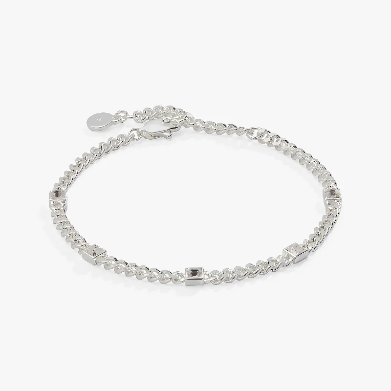 vintage art deco bracelet April Birthstone Clear Crystal Curb Chain Bracelet