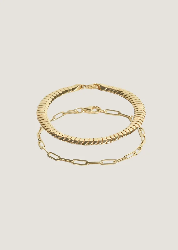 emerald-cut ruby eternity ring Cobra & Paperclip Link Chain Bracelet Stack