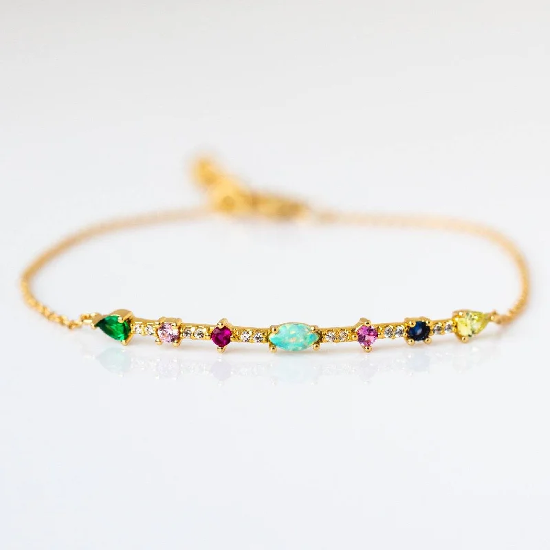 silver feather charm necklace Colorful Mixed Stone Bracelet
