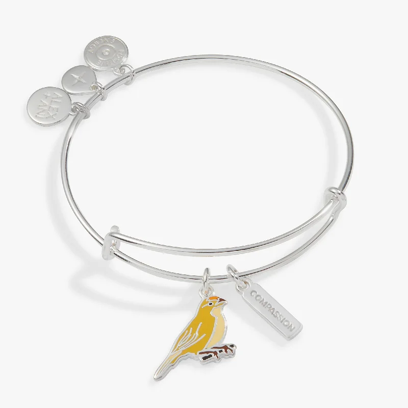 dainty beaded stretch bracelet Compassion Yellow Canary Duo Charm Bangle