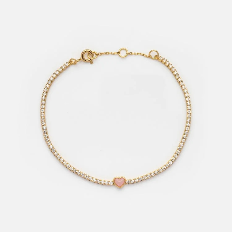 gold opal ring Coral Heart Diamond Tennis Bracelet