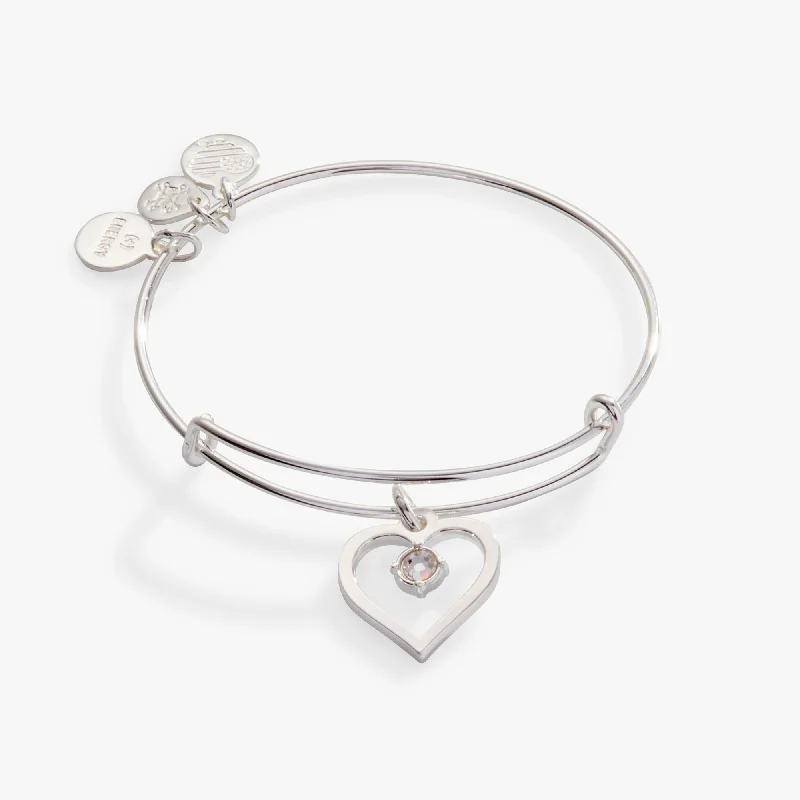 natural jade ring Crystal in Heart Charm Bangle Bracelet