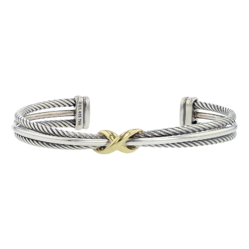 David Yurman Crossover X Bracelet in Sterling Silver and 18K Gold