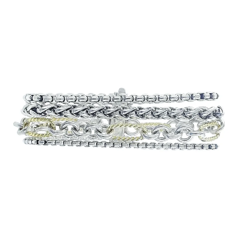 David Yurman Two Tone Four Row Chain Bracelet