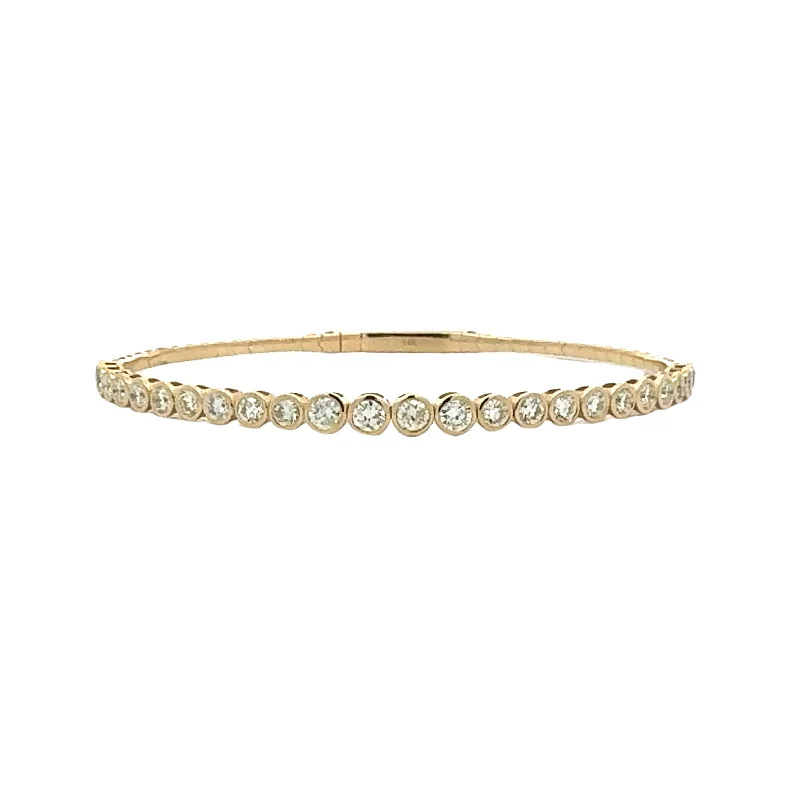 custom engraved wedding band Diamond Bezel Set Bangle Bracelet