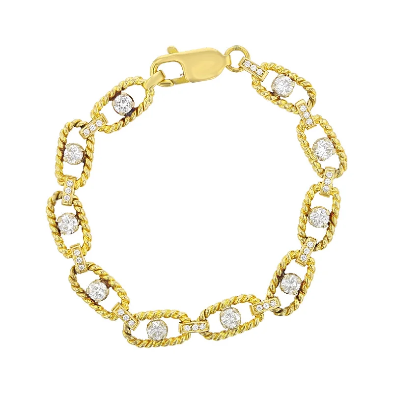 Diamond Twisted Link Bracelet in 14K and 18K Gold