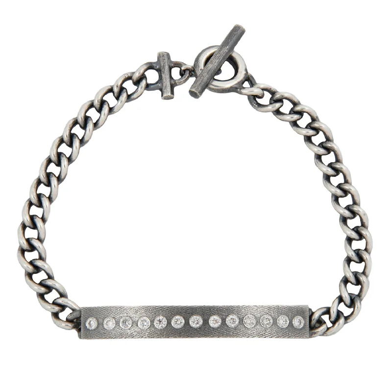 simple engraved wedding ring Diana Diamond ID Link Bracelet
