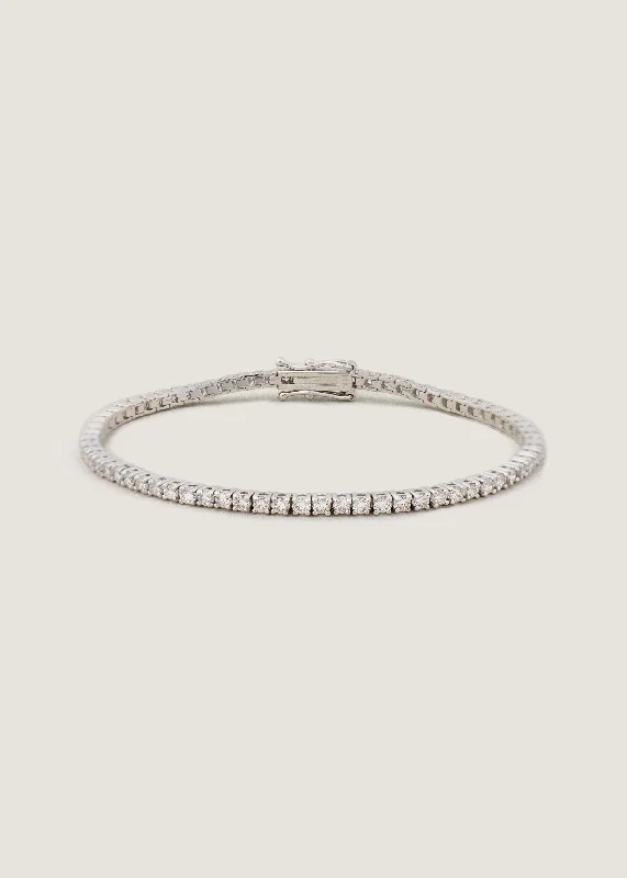round-cut blue sapphire earrings Diana Tennis Bracelet 3.20ctw White Gold