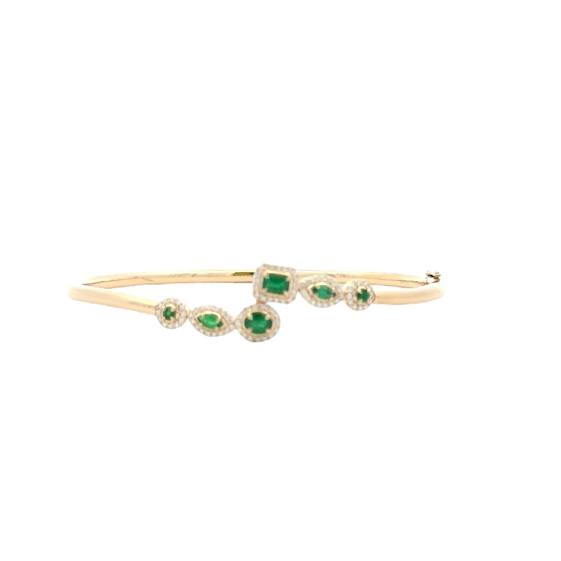 custom silver charm bracelet Emerald and Diamond Bangle