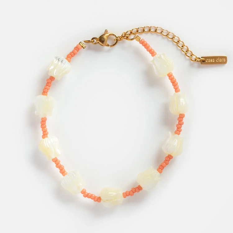 personalized initial ring stackable Emilia Pikake Inspired Bracelet