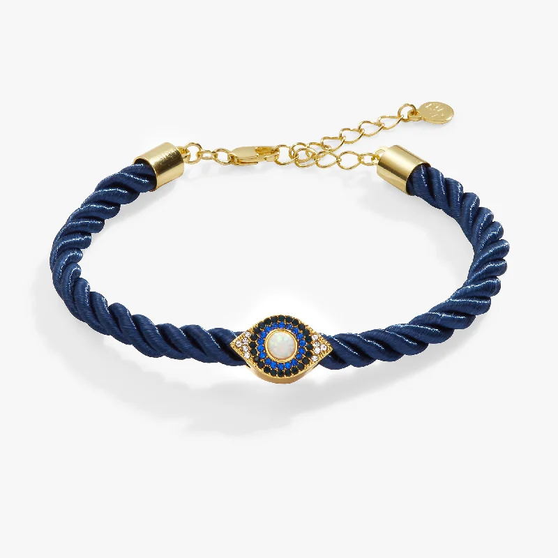 solid gold stacking rings set Evil Eye Adjustable Cord Bracelet
