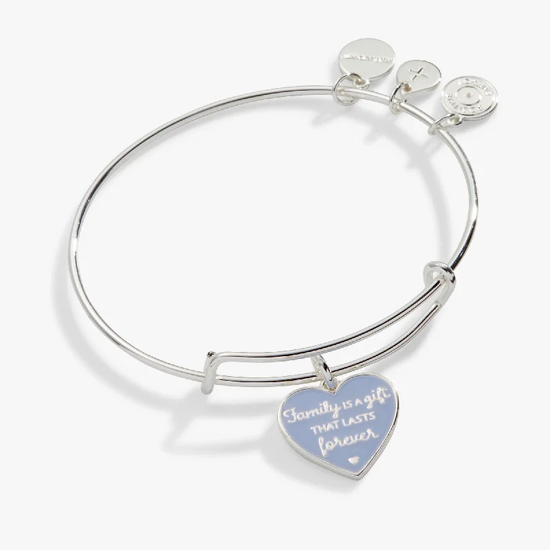 classic tennis bracelet white gold Family is a Gift That Lasts Forever Charm Bangle