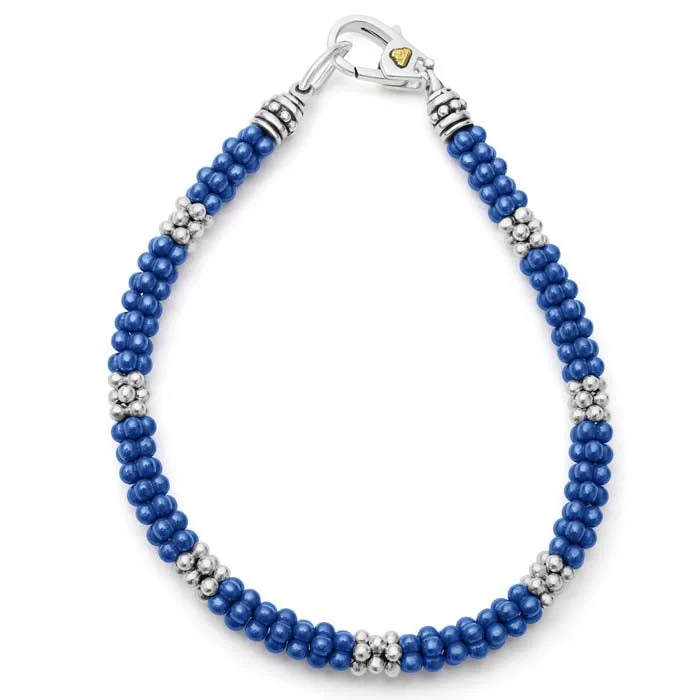 LAGOS 7 Station Ultramarine Blue Caviar Ceramic Bracelet in Sterling Silver