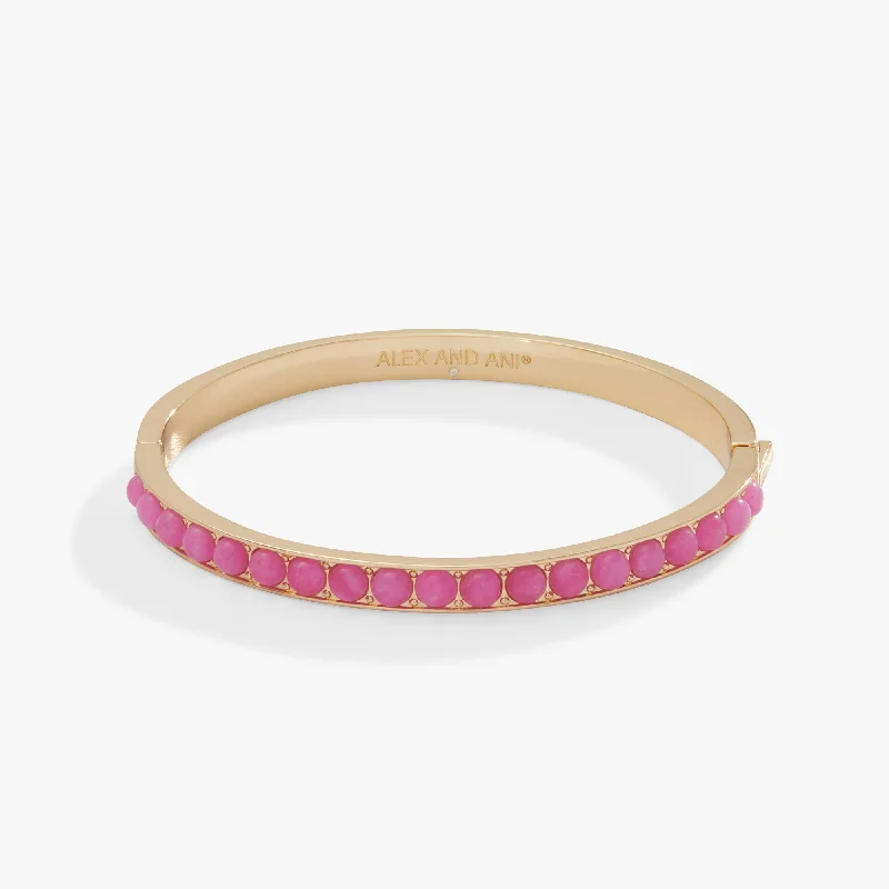 unique crystal bar necklace Gemstone Hinge Bangle, Reconstituted Pink Agate