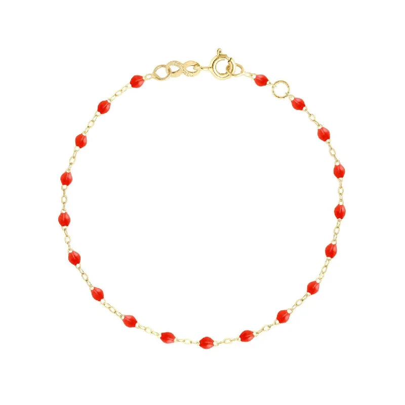 18K Gold and Coral Resin Beaded "Classic" Bracelet