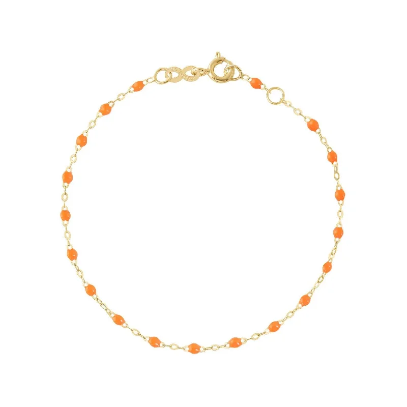 18K Gold and Neon Orange Resin Beaded "Classic" Bracelet