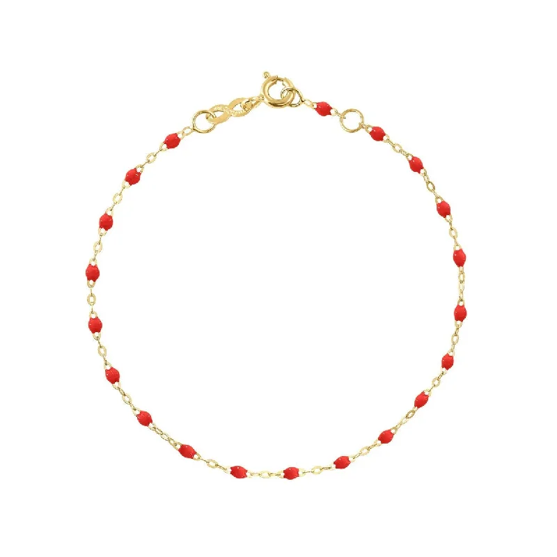 18K Gold and Poppy Red Resin Beaded "Classic" Bracelet