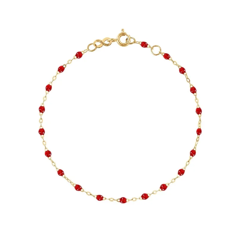 18K Gold & Ruby Resin Beaded "Classic" Bracelet