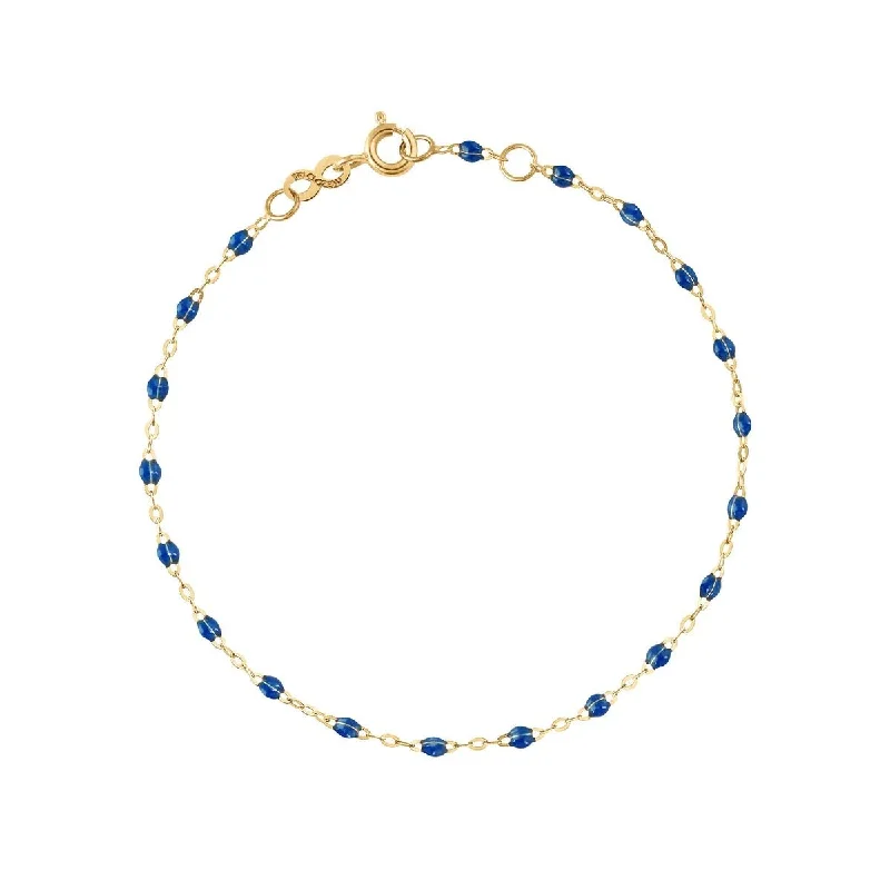 18K Gold Sapphire Blue Resin Beaded "Classic" Bracelet