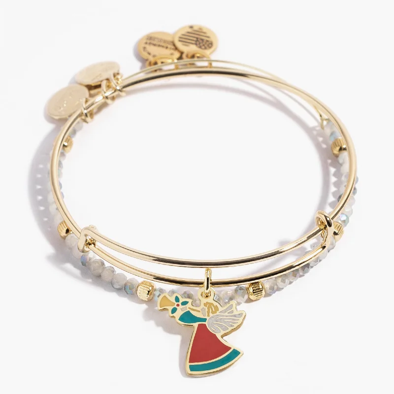 Holiday Angel Charm Bangle, Set of 2