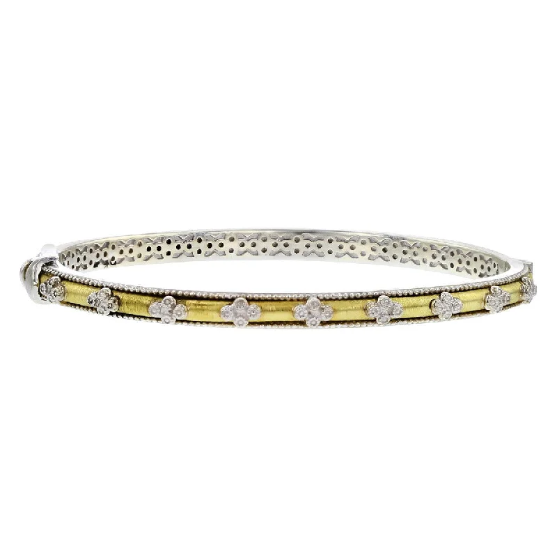 Jude Frances Silver and 18K Gold Hinged Bangle Bracelet