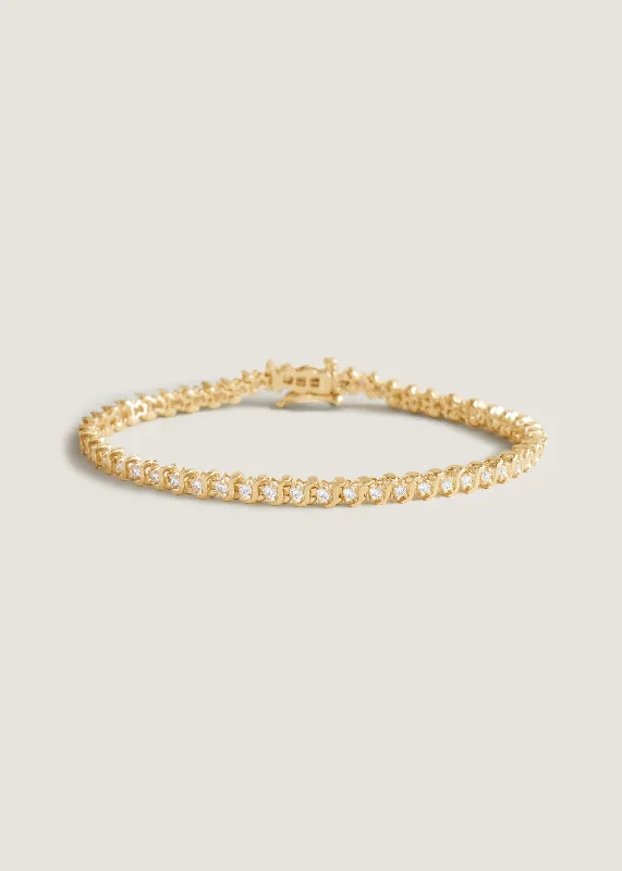 modern geometric earrings gold Kinn x Sunset Tennis Club S Link Tennis Bracelet