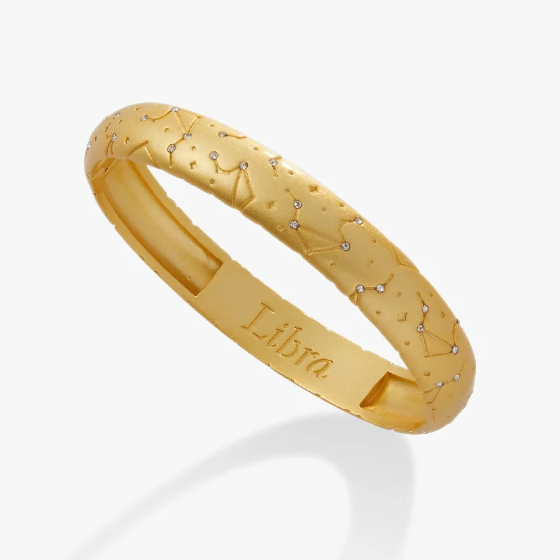 gold plated Cuban link chain Libra Zodiac Hinge Bangle