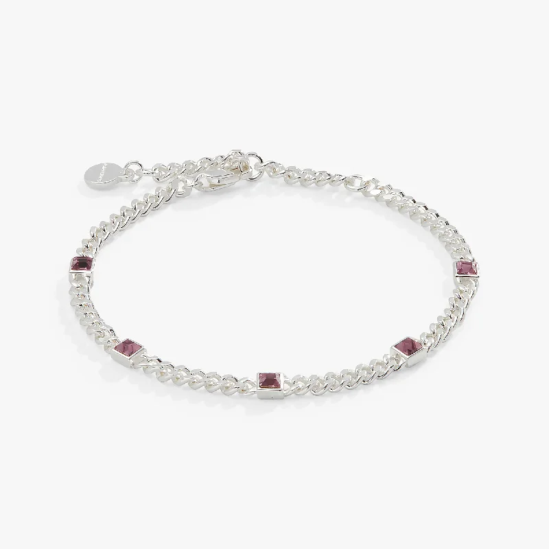 simple snake chain necklace June Birthstone Light Amethyst Curb Chain Bracelet