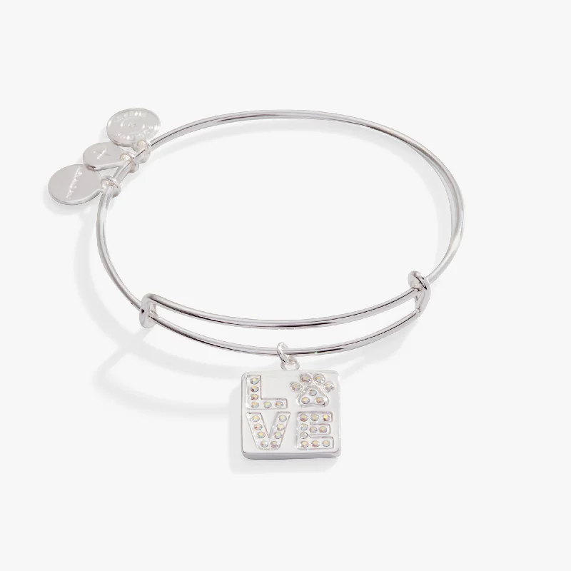 minimalist gemstone stud earrings 'LOVE' Pave Paw Print Charm Bangle Bracelet