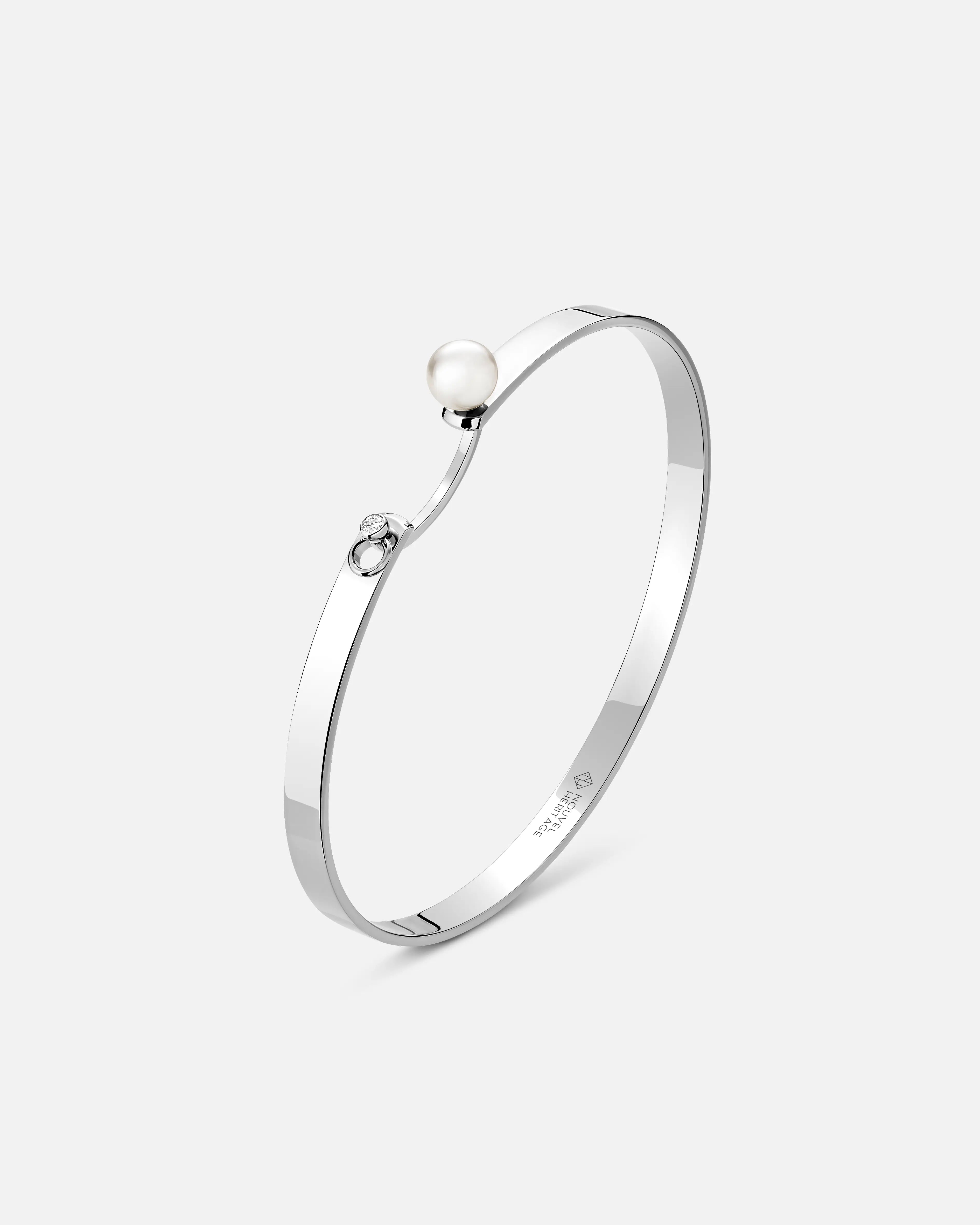 diamond halo pendant necklace Lunch With Mom Mood Bangle in White Gold