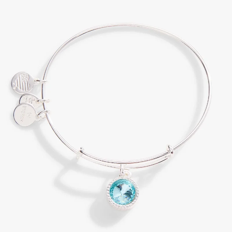 March Birthstone Charm Bangle, Aquamarine