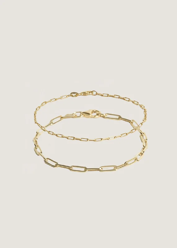 classic diamond hoop earrings Micro & Paperclip Link Chain Bracelet Stack