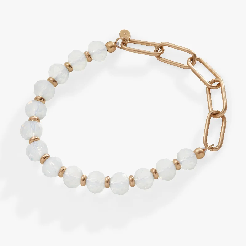 tiny opal stud earrings Moonstone Beaded and Chain Stretch Bracelet