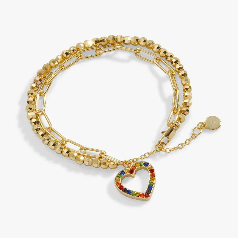 real ruby pendant necklace Multicolor Heart Double Layer Adjustable Bracelet