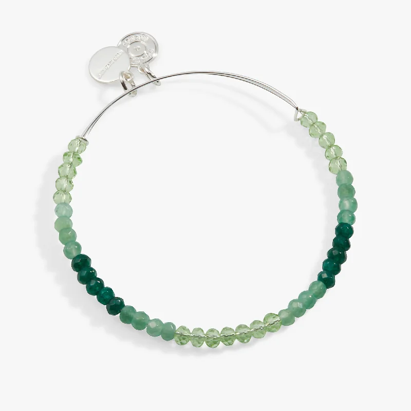 rose gold bar bracelet personalized Ombre Faceted Stone Beaded Charm Bangle, Green