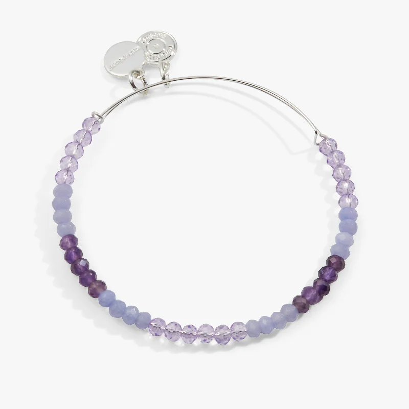 delicate floral wedding band Ombre Faceted Stone Beaded Charm Bangle, Purple