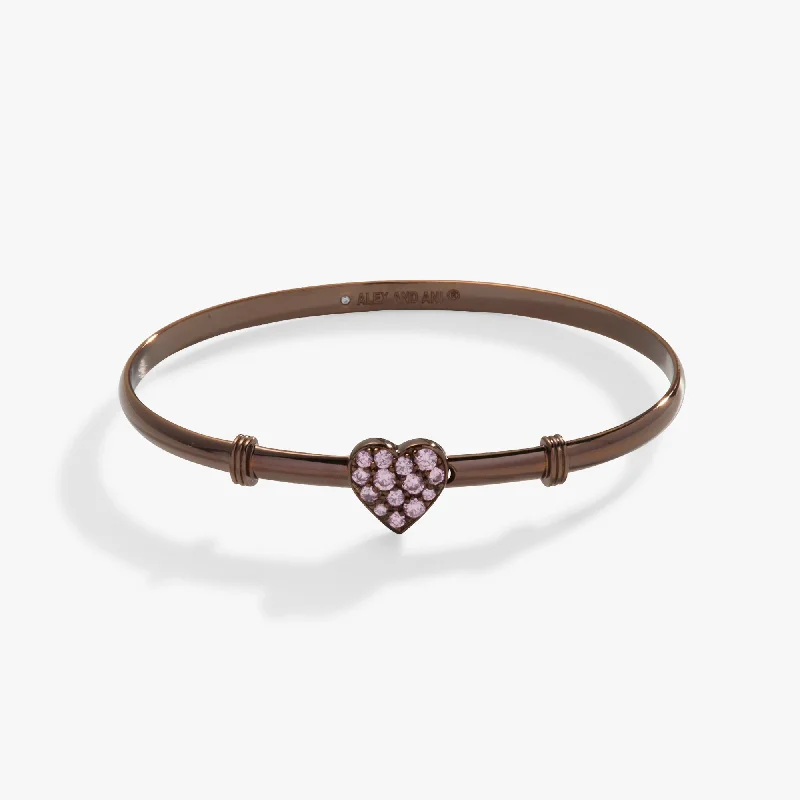 men’s leather and silver bracelet Pave Heart Clip Bangle