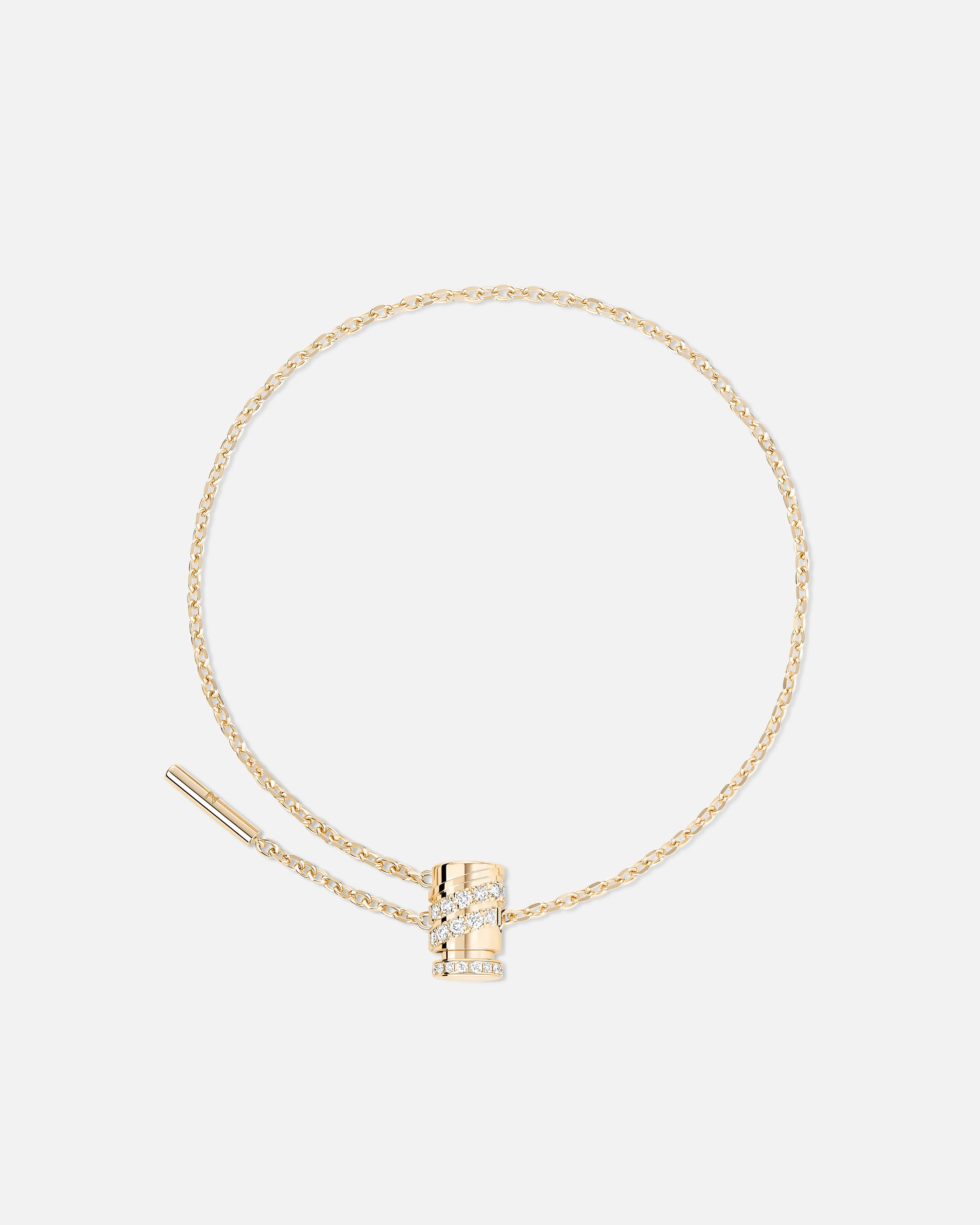 classic cubic zirconia pendant Paved Mini Latch Bracelet in Yellow Gold