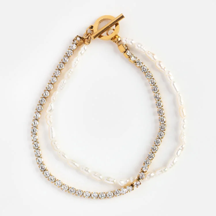minimalist pearl pendant necklace Pearl Glitz Layered Bracelet