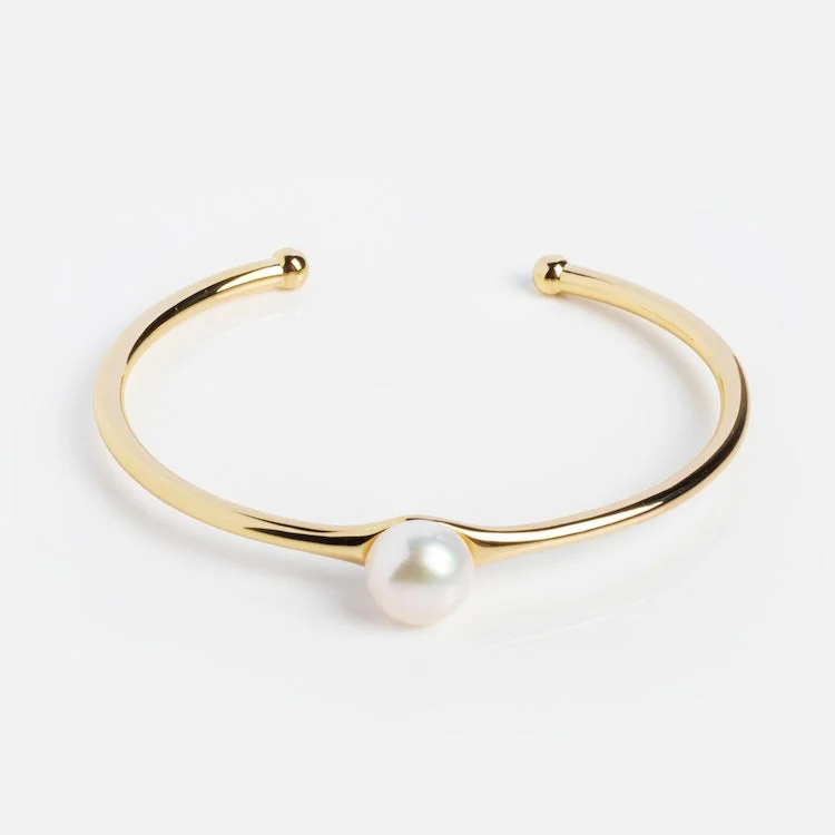 personalized couples ring engraved Perfect Pearl Cuff