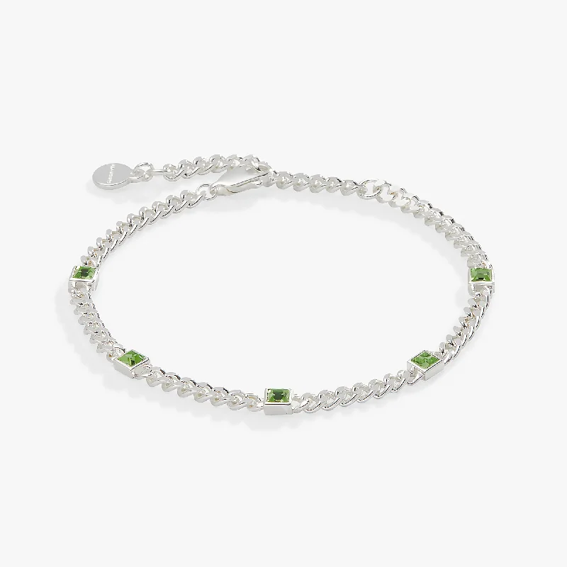 personalized gold bar necklace August Birthstone Peridot Curb Chain Bracelet