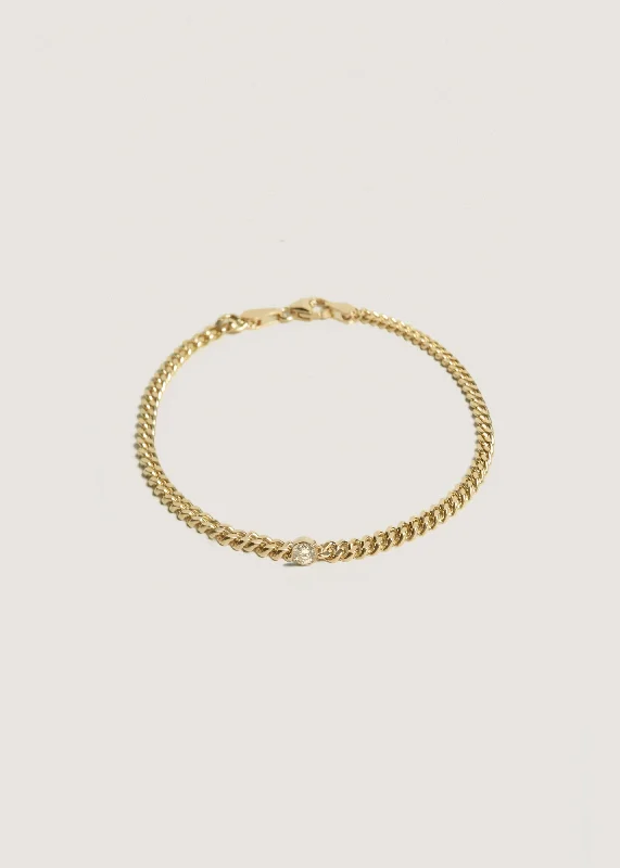 handcrafted braided silver bracelet Petite Capri Curb Chain Bracelet Diamond