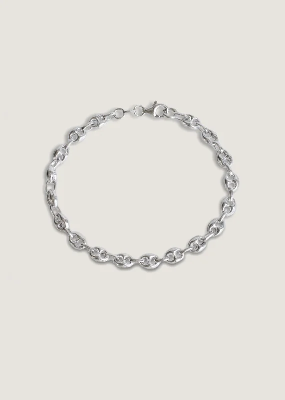 real tourmaline birthstone ring Petite Puffed Mariner Chain Bracelet Silver